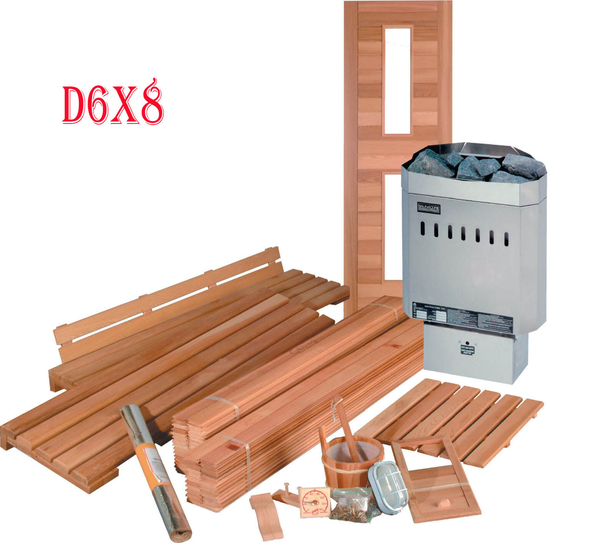 Saunacore Saunas Saunacore D6x8 with 7.5kW SE Heater Traditional Deluxe DIY Sauna Kits