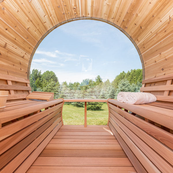 Dundalk LeisureCraft Panoramic View Knotty Cedar Barrel Sauna