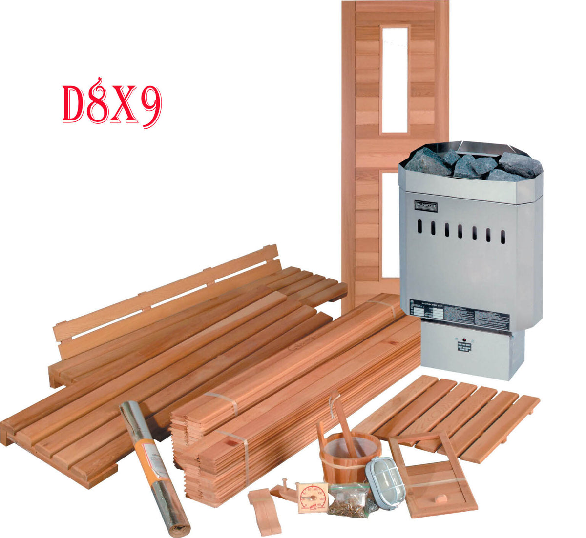 Saunacore Saunas Saunacore D8x9 with 10.5kW SE Heater Traditional Deluxe DIY Sauna Kits