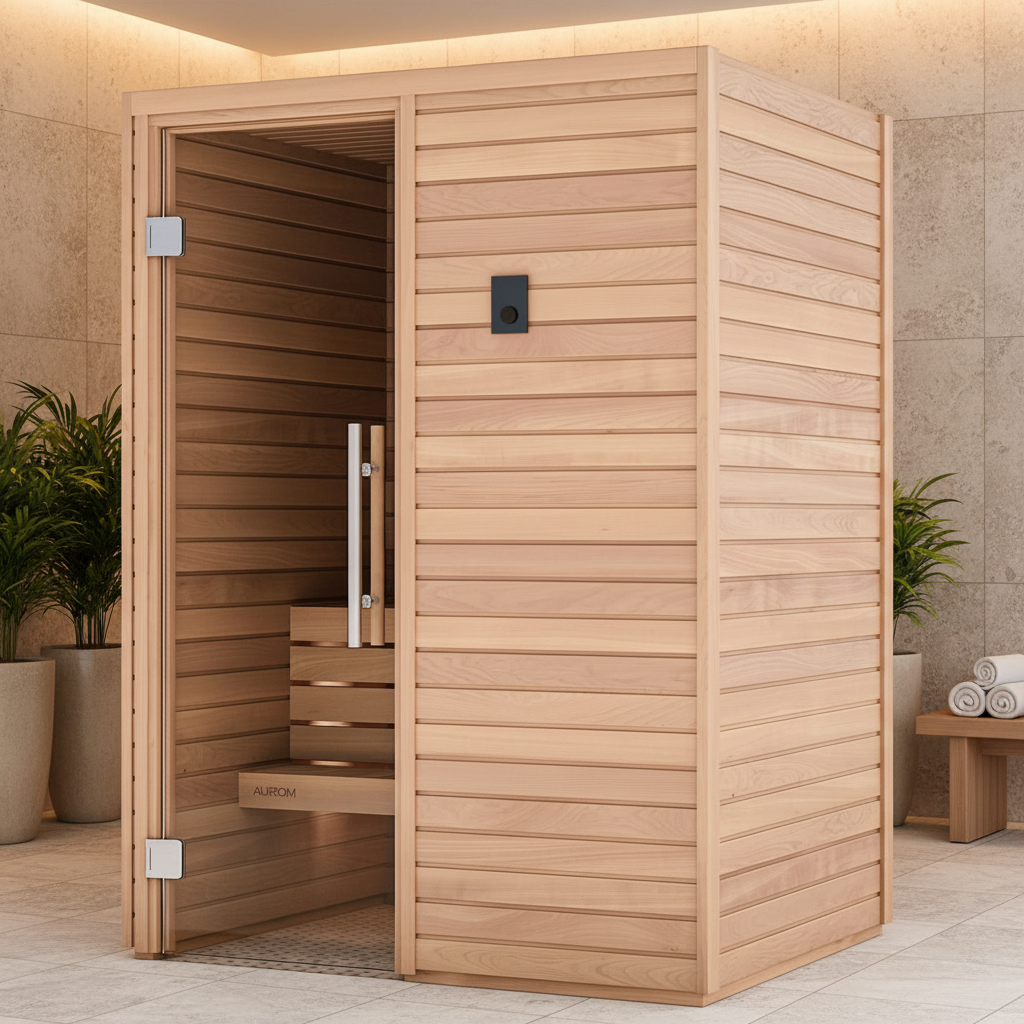 Auroom Saunas Auroom Cala Wood Thermo-Aspen 2 Person Indoor Traditional Sauna Kit