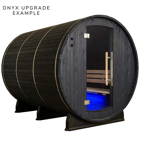 Almost Heaven Huntington Canopy Barrel 6 Person Sauna- showing upgrade