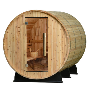 Almost Heaven Princeton 6 Person Standard Barrel Sauna  facing slightly right with white background