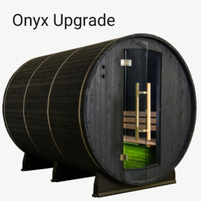 Almost Heaven Salem 2-person Standard Barrel Sauna Onyx Upgrade fron view