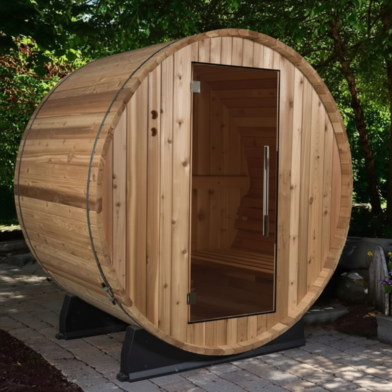 Almost Heaven Saunas and Cold Plunges Almost Heaven Salem 2 Person Outdoor Barrel Sauna Detox Package