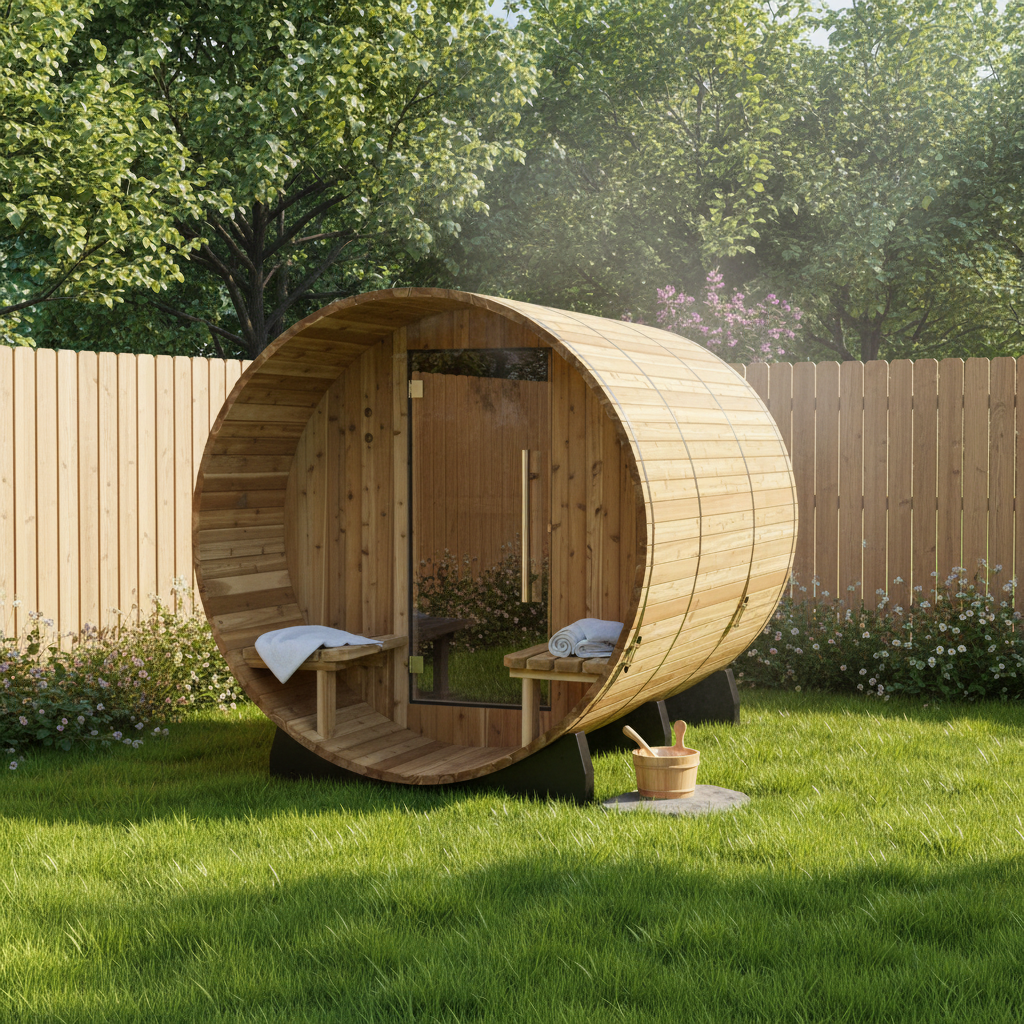 Almost Heaven Saunas Almost Heaven Fairmont 4 Person Indoor/Outdoor Traditional Canopy Barrel Sauna