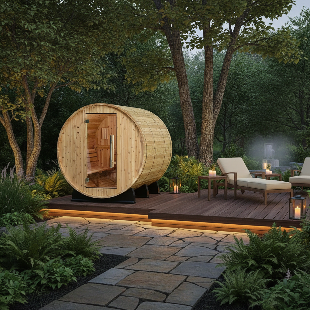 Almost Heaven Saunas Almost Heaven Kenova 4-6 Person Outdoor Traditional Barrel Sauna