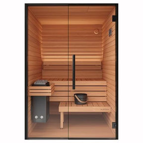 Auroom Mira S Cabin Sauna Kit -Outdoor Modular Cabin - Black, 1-2 people