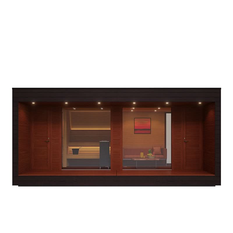 Auroom Saunas Auroom Natura Modern Outdoor Sauna with Changing Room and Lounge Cabin