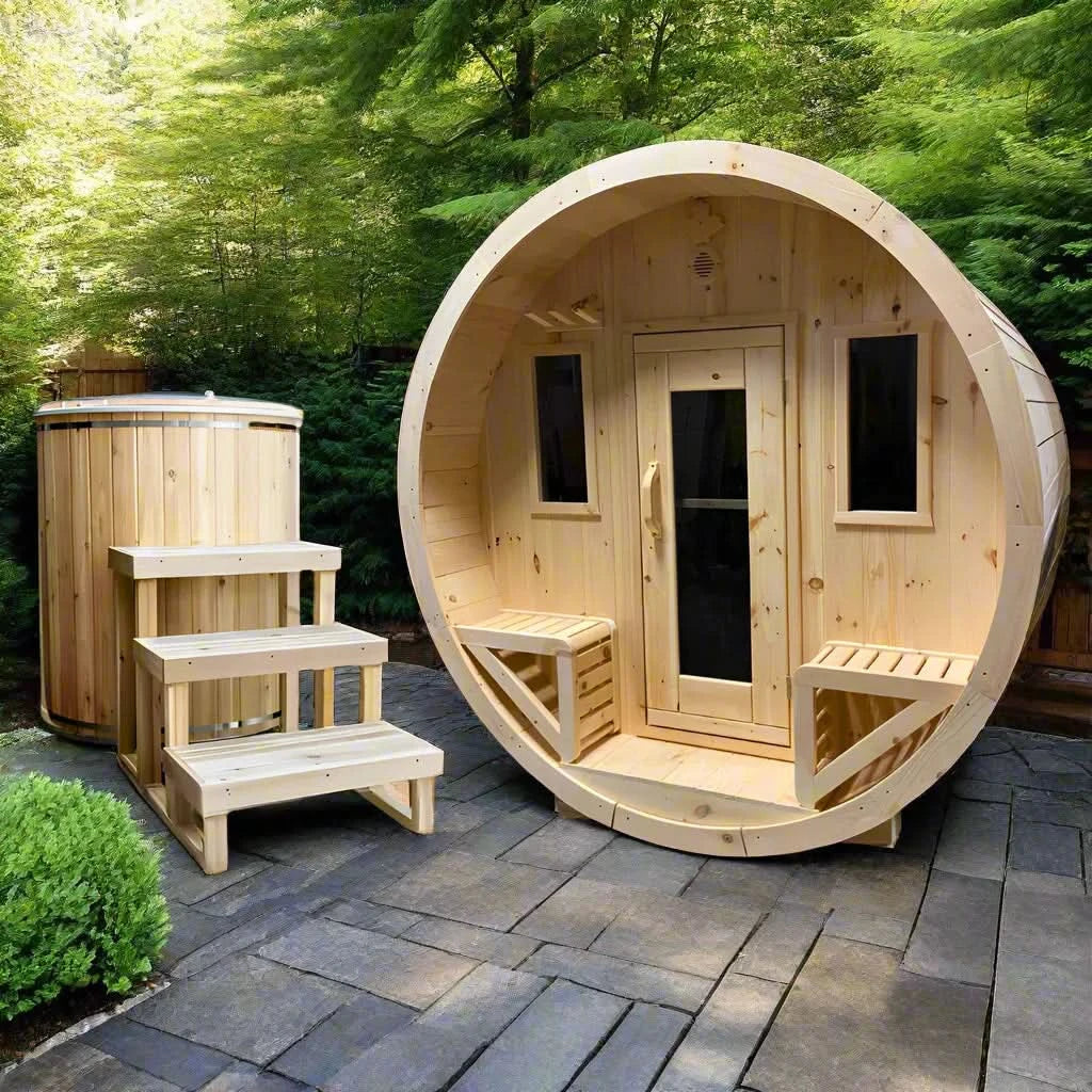 True North Saunas Saunas True North Canadian Made 4-6 Person 8' Long Outdoor Traditional Barrel Sauna