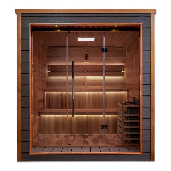Golden Designs Bergen 6 Person Outdoor-Indoor Hybrid Sauna (GDI-8206-01) - Canadian Red Cedar Interior