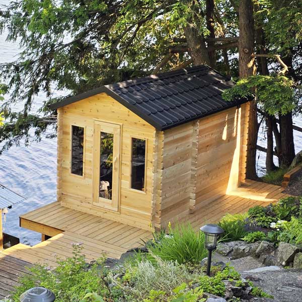 Dundalk LeisureCraft Canadian Timber Georgian 5-6 Person Cabin Sauna with Changeroom