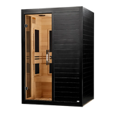 Golden Designs Saunas ***New 2026 Model*** Dynamic "Lucca" Black Finish 2 Person Low EMF FAR IR Sauna (DYN-6215-06)