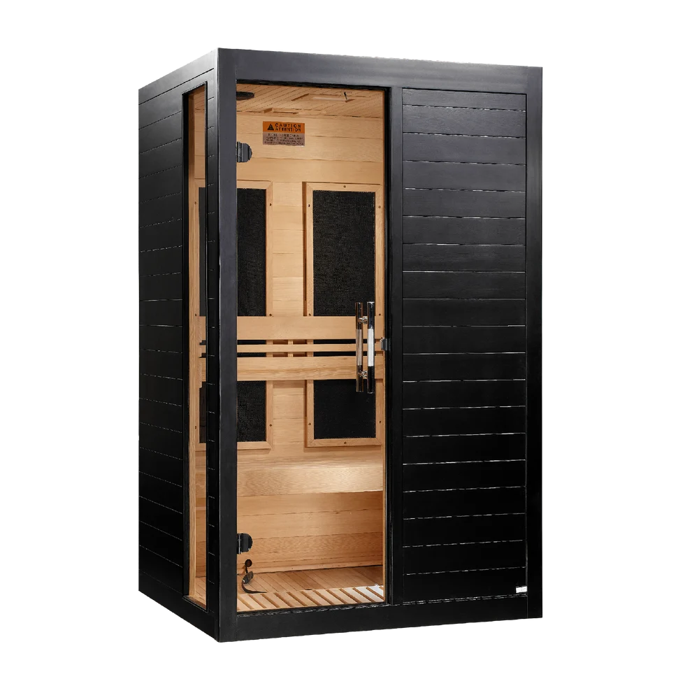 Golden Designs Saunas ***New 2026 Model*** Dynamic "Lucca" Black Finish 2 Person Low EMF FAR IR Sauna (DYN-6215-06)