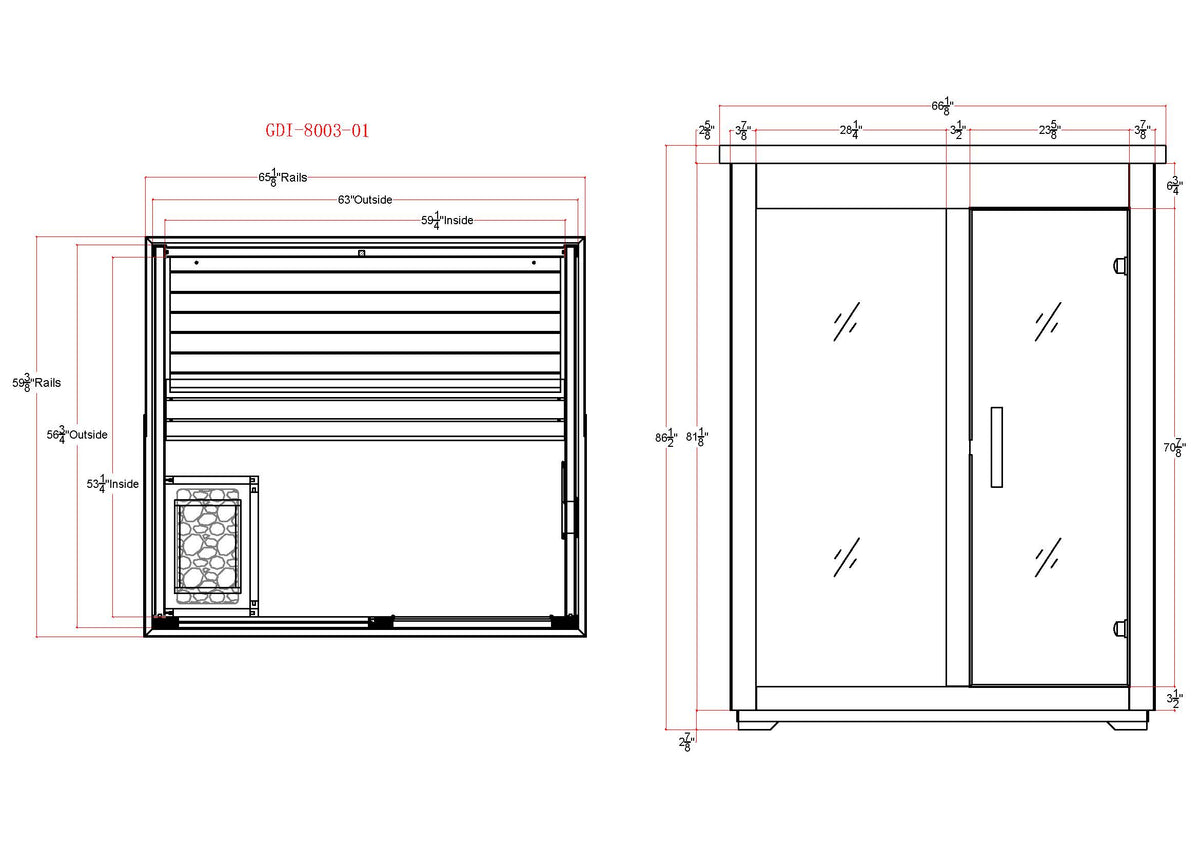 Golden Designs Saunas Golden Designs "Arlberg" 3 Person Traditional Outdoor Steam Sauna - Flat Roof (GDI-8003-01)