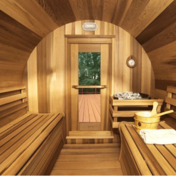 Dundalk Leisure Craft Knotty Cedar Barrel Saunas - Interior View