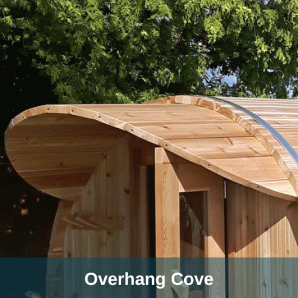 Dundalk LeisureCraft Knotty Cedar Barrel Saunas - Overhang Cove Sideview