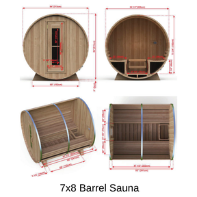 Dundalk LeisureCraft Knotty Cedar Barrel Saunas - 7x8 Barrel Sauna