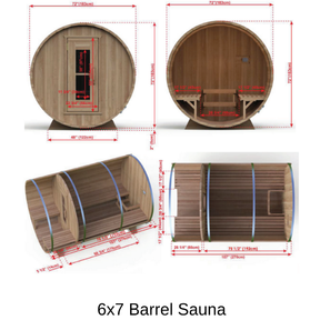 Dundalk LeisureCraft Knotty Cedar Barrel Saunas - 6x7 Barrel Sauna