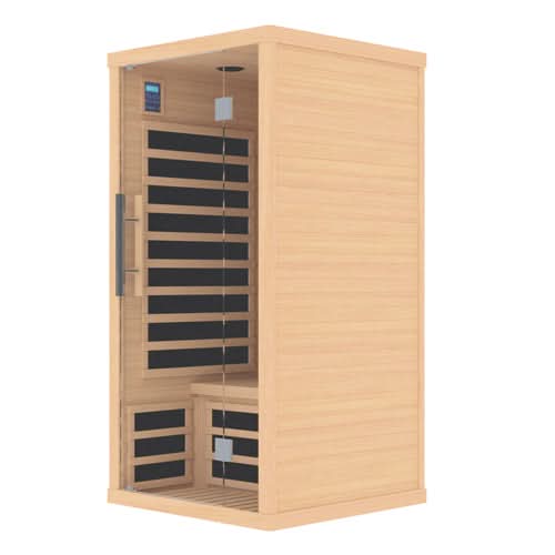 FINSAUNA FINSAUNA Fiera IR 100 Carbon, 1 Person Home Infrared Sauna, Hemlock