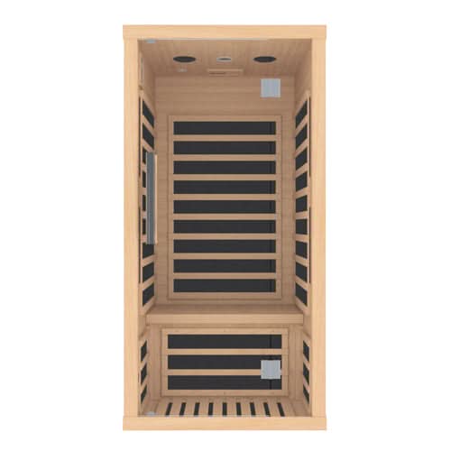 FINSAUNA FINSAUNA Fiera IR 100 Carbon, 1 Person Home Infrared Sauna, Hemlock
