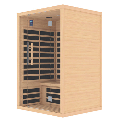 FINSAUNA FINSAUNA Fiera IR 200 Carbon, 2-Person Home Infrared Sauna, Hemlock