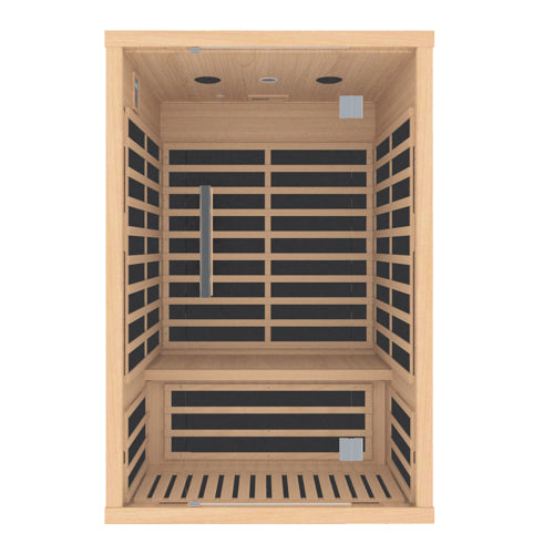 FINSAUNA FINSAUNA Fiera IR 200 Carbon, 2-Person Home Infrared Sauna, Hemlock