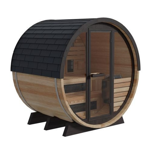 Finnmark Saunas Finnmark 4 Person FD-7 Thermo-Aspen Traditional-Infrared  Barrel Sauna