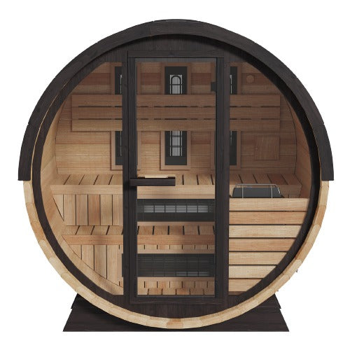Finnmark Saunas Finnmark 4 Person FD-7 Thermo-Aspen Traditional-Infrared  Barrel Sauna