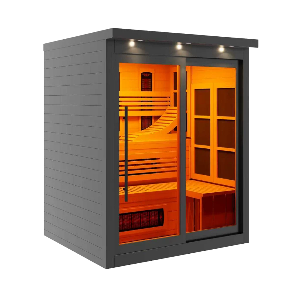 Golden Designs Saunas New 2026 Model Golden Designs 6 Person Black Full Spectrum Near Zero EMF FAR IR Sauna (GDI-6996-03-FS)