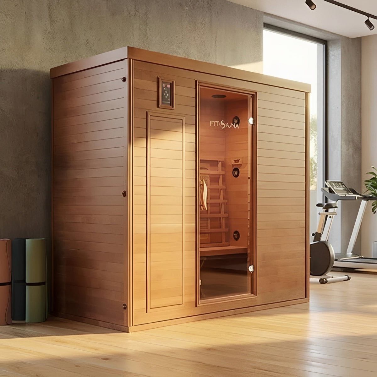 FitSauna Saunas FitSauna XL 3-Person Hemlock Infrared Sauna Cabin with Fitness System