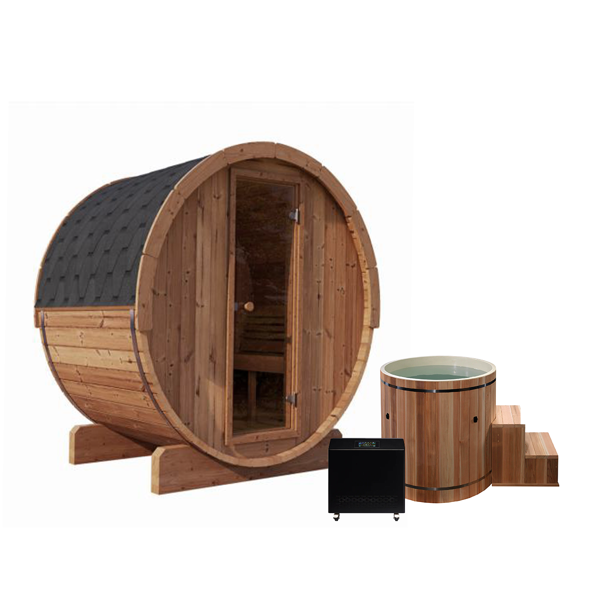 Forever  Saunas 2 person Thermally Treated Outdoor Barrel Sauna Detox Package