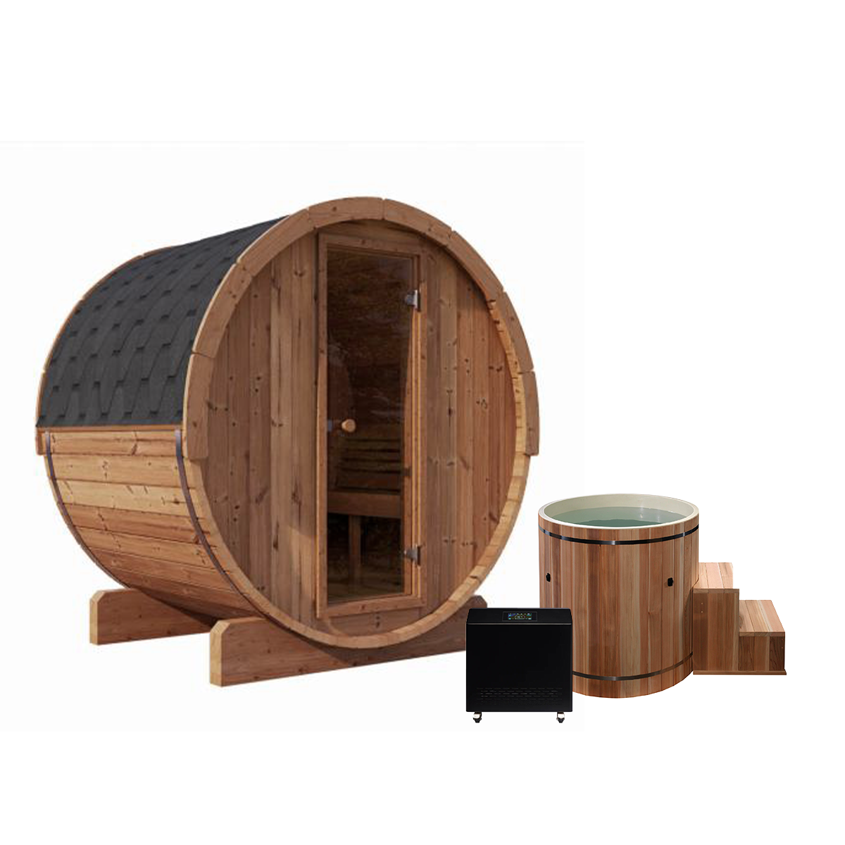 Forever  Saunas 4 person Thermally Treated Outdoor Barrel Sauna Detox Package