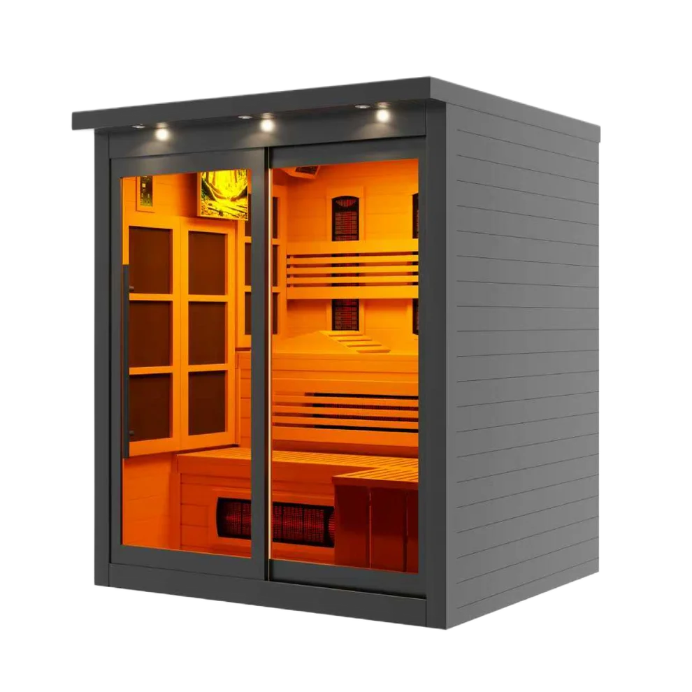 Golden Designs Saunas New 2026 Model Golden Designs 6 Person Black Full Spectrum Near Zero EMF FAR IR Sauna (GDI-6996-03-FS)