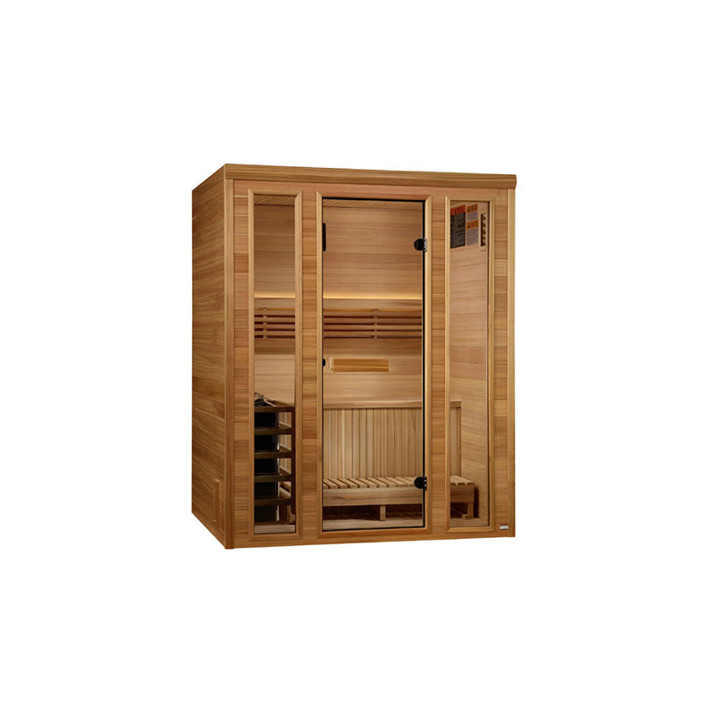 Golden Designs 2025 "Andermatt Edition" 3 Person Traditional Steam Sauna (GDI-7030-01) - Pacific Premium Clear Cedar