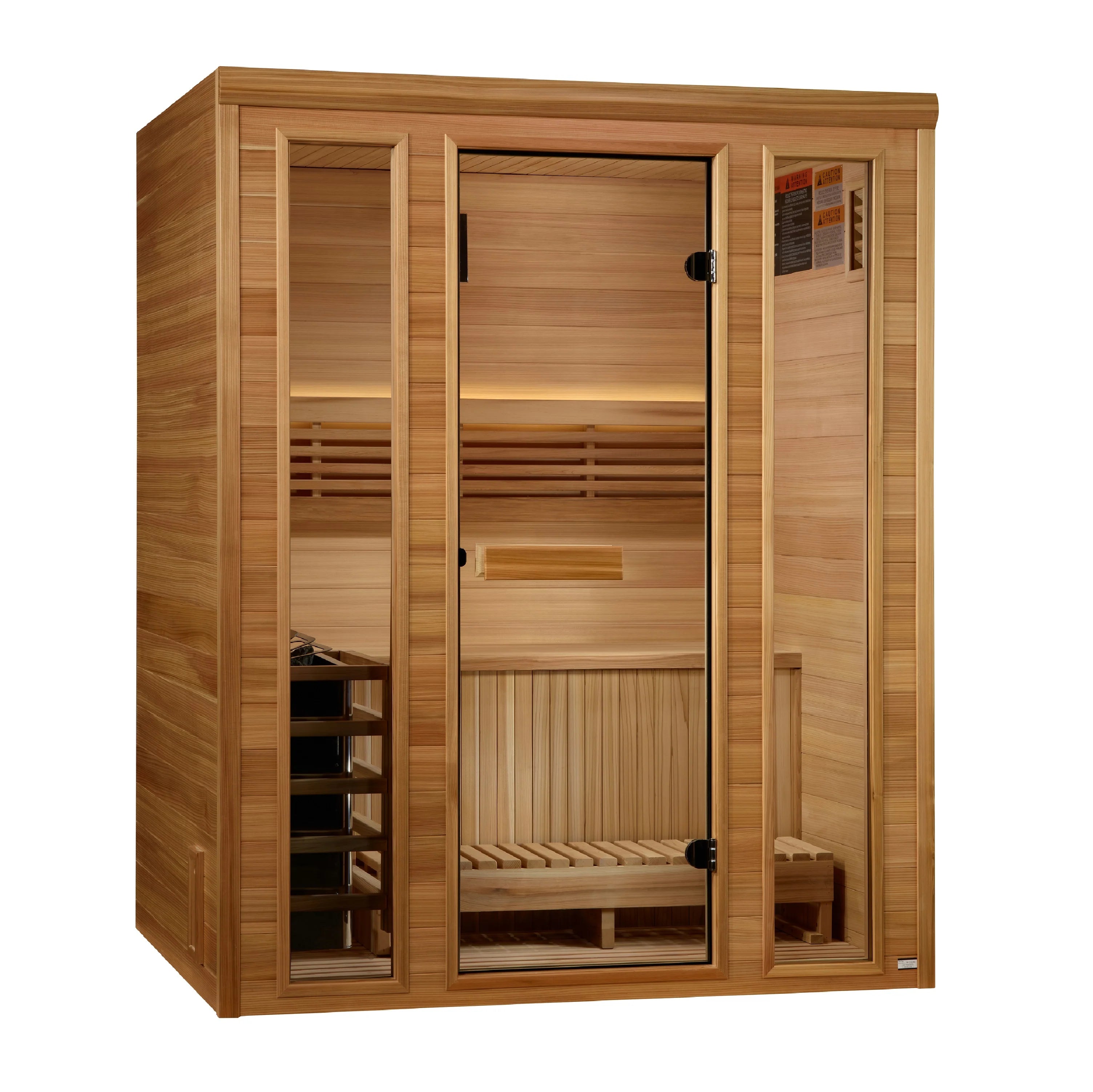 Golden Designs 2025 "Andermatt Edition" 3 Person Traditional Steam Sauna (GDI-7030-01) - Pacific Premium Clear Cedar