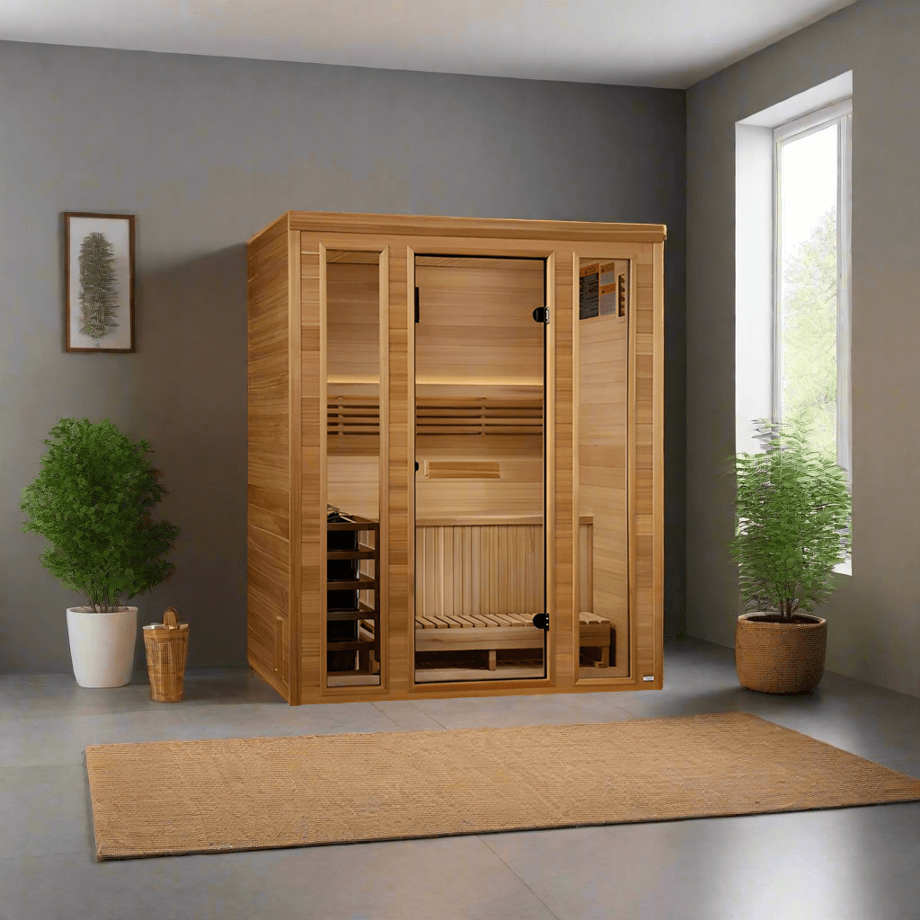 Golden Designs 2025 "Andermatt Edition" 3 Person Traditional Steam Sauna (GDI-7030-01) - Pacific Premium Clear Cedar