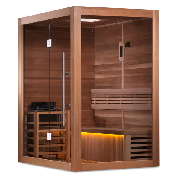 Golden Designs "Hanko Edition" 2-3 Person Traditional Steam Sauna- Canadian Red Cedar Interior