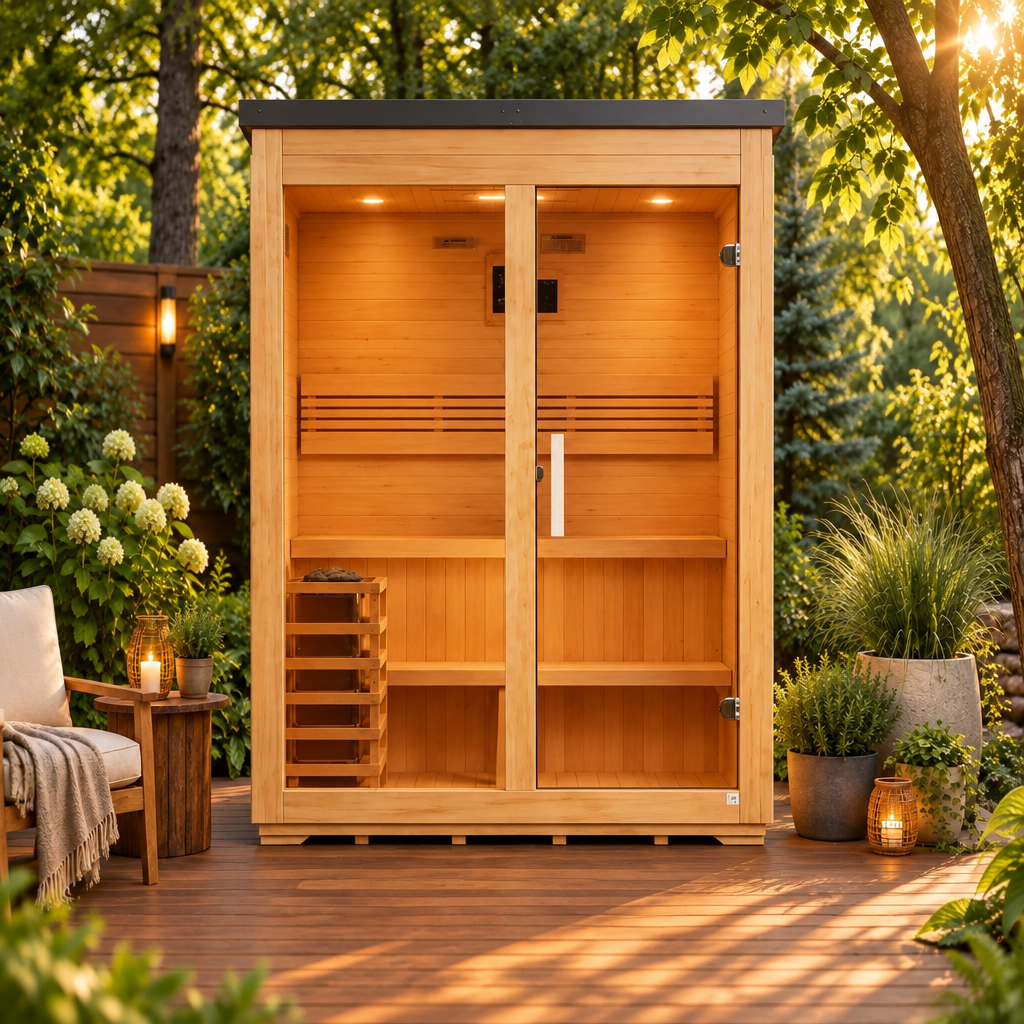 Golden Designs Saunas Flat Roof Golden Designs Arlberg 3 Person Outdoor Traditional Sauna (GDI-8103-01)