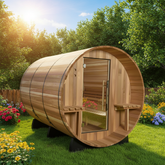 Almost Heaven Saunas Almost Heaven Huntington 4-6 Person Outdoor Traditional Canopy Barrel Sauna