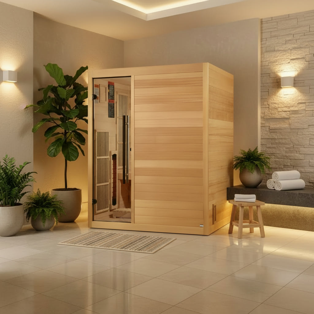 Golden Designs Saunas Golden Designs 2025 Soria 3 Person Hybrid Sauna (Indoor) Full Spectrum and Harvia Traditional Stove (GDI-8330-01)