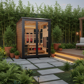 Golden Designs Saunas Golden Designs Loviisa 3 Person Outdoor 2 Tone Barn Hybrid Sauna (GDI-8523-03)