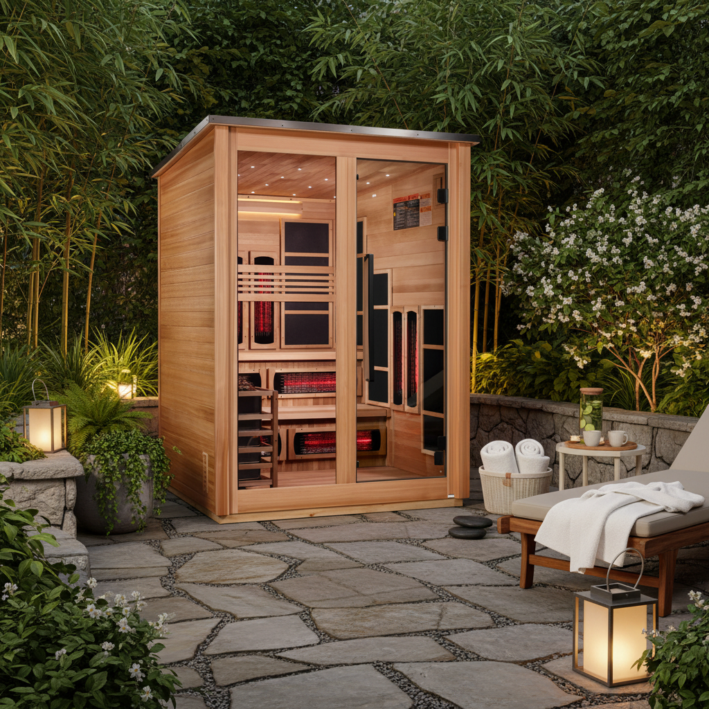 Golden Designs Saunas Golden Designs Kaskinen Pacific Cedar 6 Person Outdoor Barn Hybrid Sauna (GDI-8526-02)