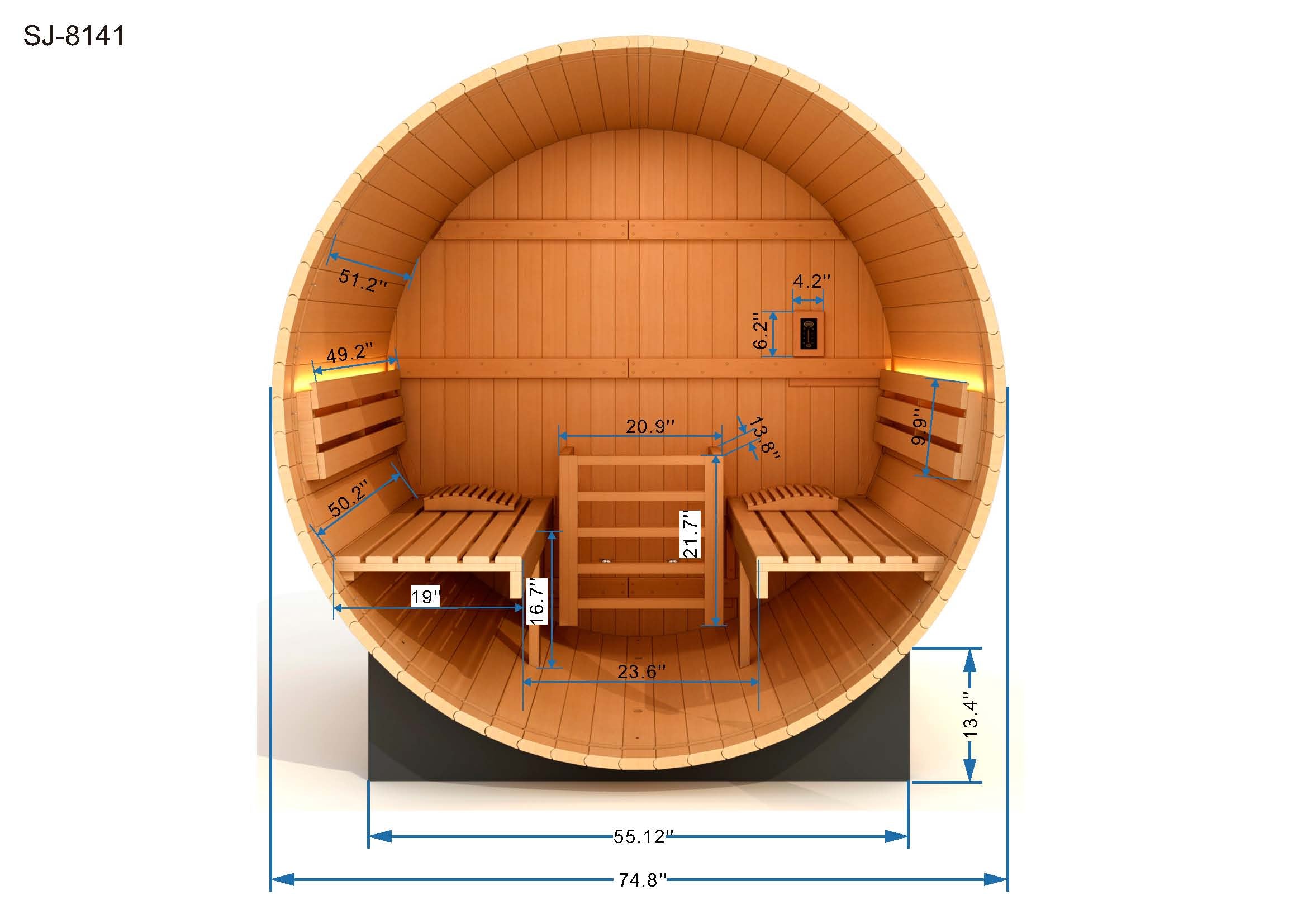 Golden Designs St. Moritz 2 Person Traditional Barrel Sauna - Pacific Cedar