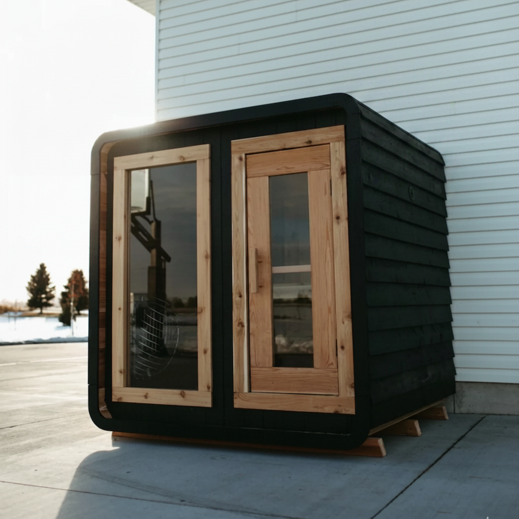 Sweat Kingdom Saunas Sweat Kingdom The Sweat Cabin 4 Person Traditional Outdoor-Indoor Sauna Blackout Edition