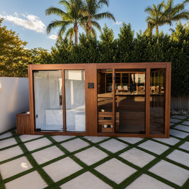 GeyserSteam Saunas GeyserSteam Nova 4-6 Person Indoor/Outdoor Traditional Sauna & Steam Room Dual Cabin