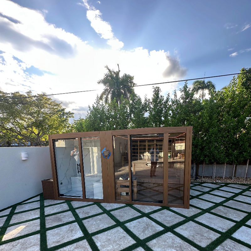 GeyserSteam Saunas GeyserSteam Nova 4-6 Person Indoor/Outdoor Traditional Sauna & Steam Room Dual Cabin
