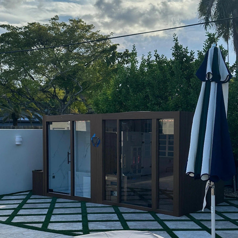 GeyserSteam Saunas GeyserSteam Nova 4-6 Person Indoor/Outdoor Traditional Sauna & Steam Room Dual Cabin