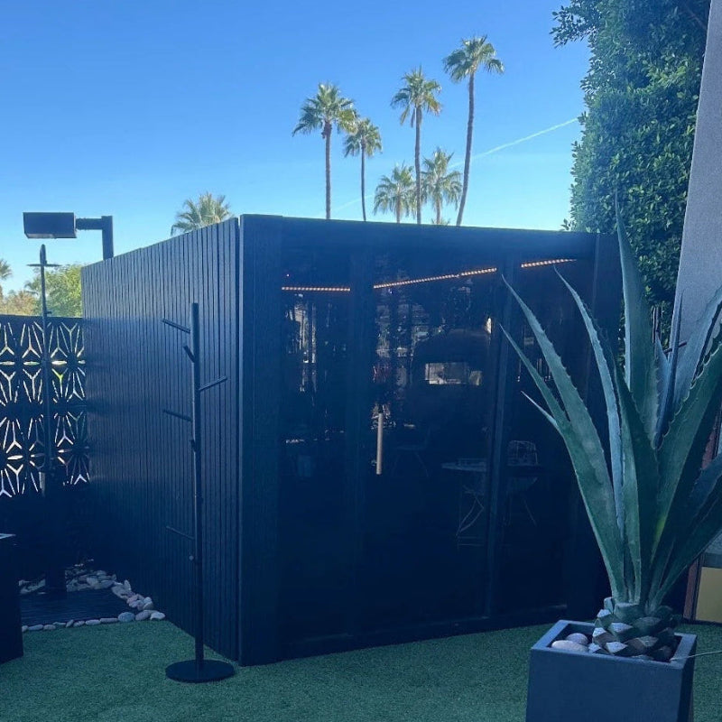 GeyserSteam Saunas ThermaPlunge in outdoor with coconut trees in the background
