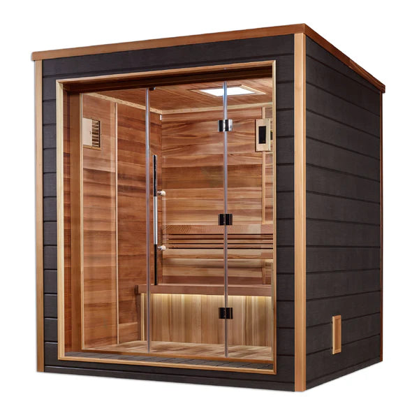 Golden Designs Drammen 3 Person Outdoor-Indoor Traditional Sauna - Canadian Red Cedar Interior