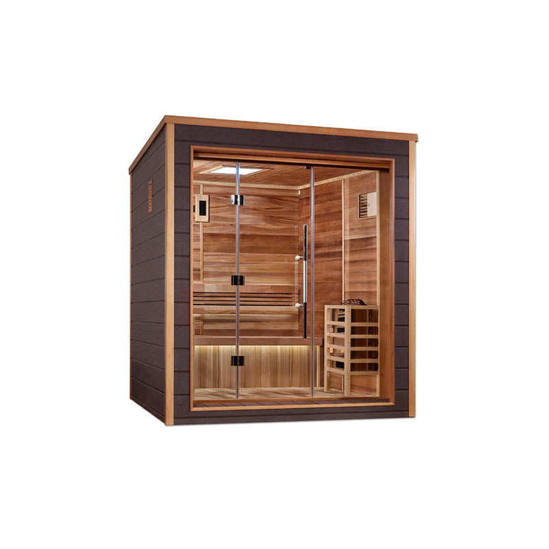 Golden Designs Drammen 3 Person Outdoor-Indoor Traditional Sauna - Canadian Red Cedar Interior